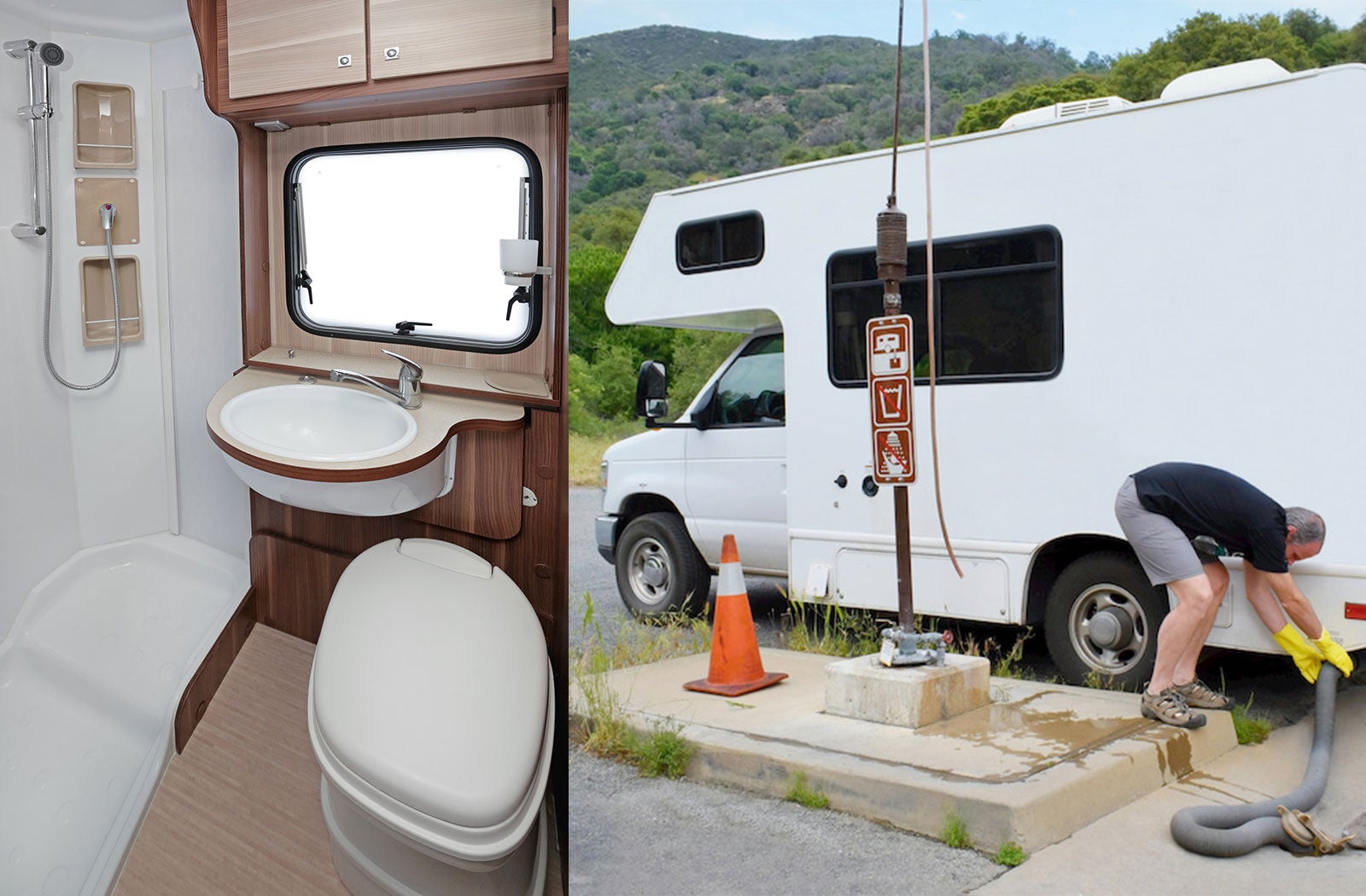 Portable RV/camper toilet and holding tank setup in Venice, Florida