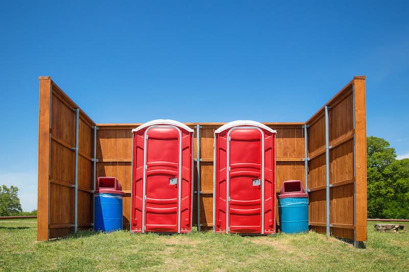 Short-term porta potty units staged for delivery in Venice, Florida